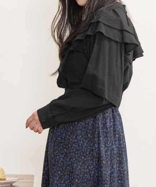 Mysa&Liina（ミーサリーナ）の「フリルコットンブラウス（シャツ/ブラウス・レディース・ブラック/ピンクベージュ/グレイッシュベージュ・M）」の14枚目の写真