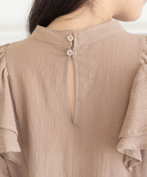 Mysa&Liina（ミーサリーナ）の「フリルコットンブラウス（シャツ/ブラウス・レディース・ブラック/ピンクベージュ/グレイッシュベージュ・M）」の4枚目の写真