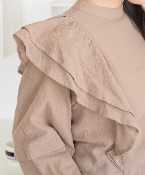 Mysa&Liina（ミーサリーナ）の「フリルコットンブラウス（シャツ/ブラウス・レディース・ブラック/ピンクベージュ/グレイッシュベージュ・M）」の7枚目の写真