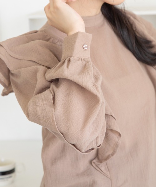 Mysa&Liina（ミーサリーナ）の「フリルコットンブラウス（シャツ/ブラウス・レディース・ブラック/ピンクベージュ/グレイッシュベージュ・M）」の6枚目の写真