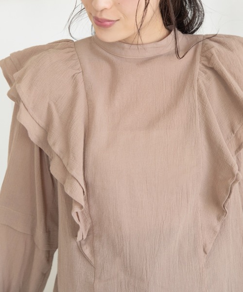 Mysa&Liina（ミーサリーナ）の「フリルコットンブラウス（シャツ/ブラウス・レディース・ブラック/ピンクベージュ/グレイッシュベージュ・M）」の8枚目の写真