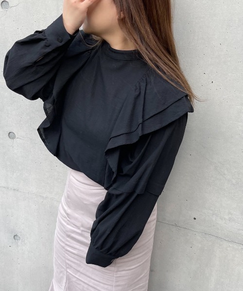 Mysa&Liina（ミーサリーナ）の「フリルコットンブラウス（シャツ/ブラウス・レディース・ブラック/ピンクベージュ/グレイッシュベージュ・M）」の20枚目の写真