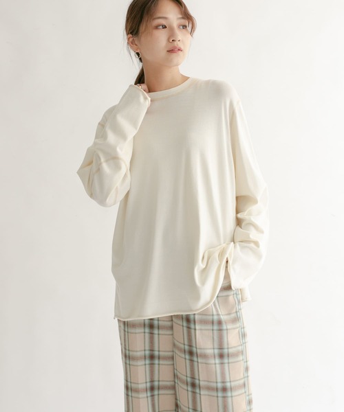 KBF（ケイビーエフ）の「マシンウォシャブルオーバーサイズニット（ニット/セーター・レディース・オレンジ系その他/ブラック/アイボリー/ブルー系その他・ONE）」の2枚目の写真