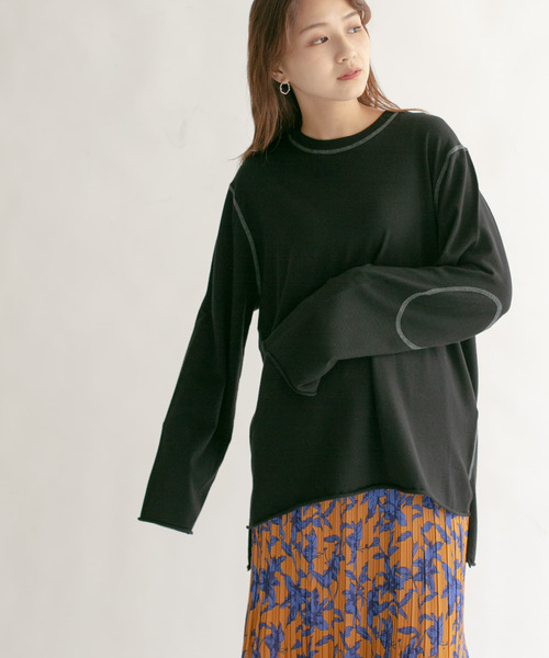 KBF（ケイビーエフ）の「マシンウォシャブルオーバーサイズニット（ニット/セーター・レディース・オレンジ系その他/ブラック/アイボリー/ブルー系その他・ONE）」の3枚目の写真