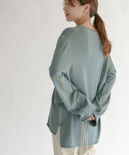 KBF（ケイビーエフ）の「マシンウォシャブルオーバーサイズニット（ニット/セーター・レディース・オレンジ系その他/ブラック/アイボリー/ブルー系その他・ONE）」の6枚目の写真