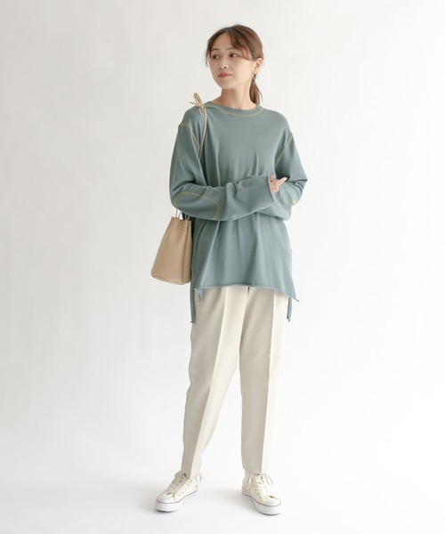 KBF（ケイビーエフ）の「マシンウォシャブルオーバーサイズニット（ニット/セーター・レディース・オレンジ系その他/ブラック/アイボリー/ブルー系その他・ONE）」の8枚目の写真