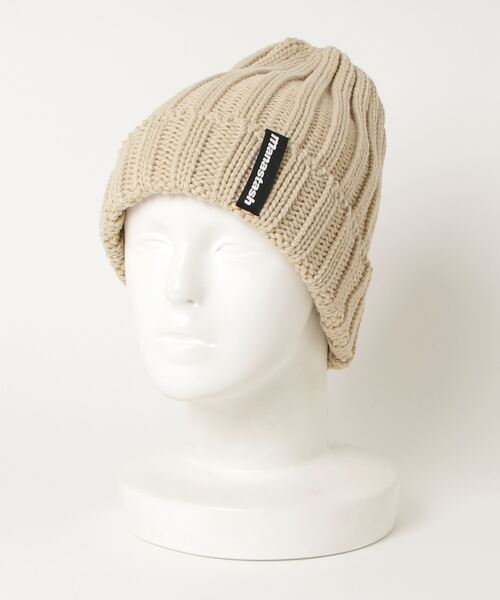 MANASTASH（マナスタッシュ）の「MANASTASH/マナスタッシュ　90 LOGO BEANIE Ⅱ　ビーニー（ニットキャップ/ビーニー・メンズ・タン/ダークオリーブ/インディゴブルー/ライトベージュ/ライトブルーグレー/ブラック/ボルドー/ゴールド・FREE）」の5枚目の写真