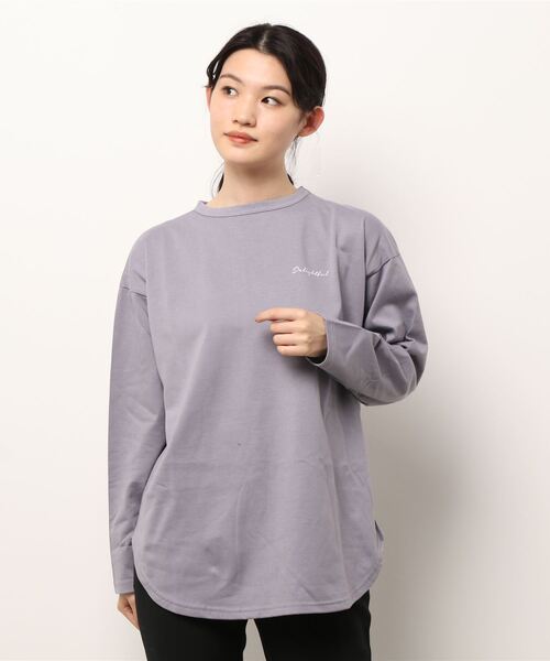 ehka sopo（エヘカソポ）の「フォトプリントビッグTシャツ（Tシャツ/カットソー・レディース・オフホワイト/ラベンダー/キナリ・ﾌﾘ-）」の8枚目の写真