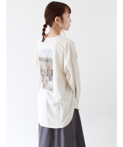 ehka sopo（エヘカソポ）の「フォトプリントビッグTシャツ（Tシャツ/カットソー・レディース・オフホワイト/ラベンダー/キナリ・ﾌﾘ-）」の19枚目の写真