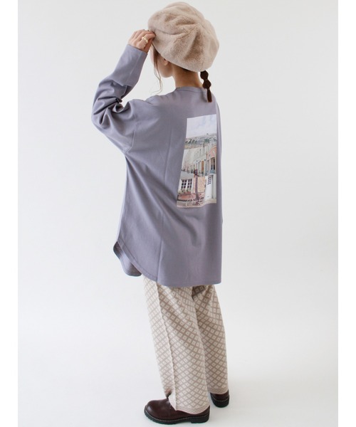 ehka sopo（エヘカソポ）の「フォトプリントビッグTシャツ（Tシャツ/カットソー・レディース・オフホワイト/ラベンダー/キナリ・ﾌﾘ-）」の22枚目の写真