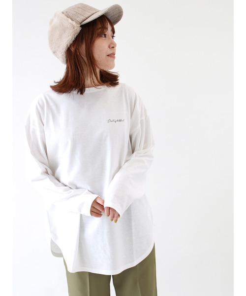 ehka sopo（エヘカソポ）の「フォトプリントビッグTシャツ（Tシャツ/カットソー・レディース・オフホワイト/ラベンダー/キナリ・ﾌﾘ-）」の12枚目の写真