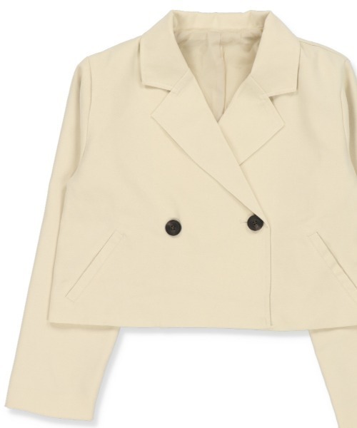 SPINNS（スピンズ）の「ショート丈テーラードジャケット（テーラードジャケット・レディース・ブラック/ブラウン/アイボリー・ONESIZE）」の2枚目の写真