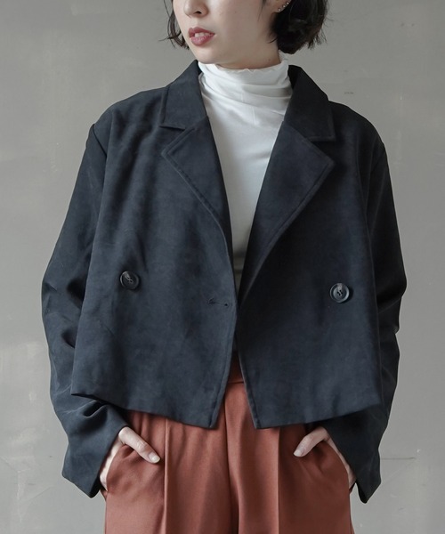 SPINNS（スピンズ）の「ショート丈テーラードジャケット（テーラードジャケット・レディース・ブラック/ブラウン/アイボリー・ONESIZE）」の7枚目の写真