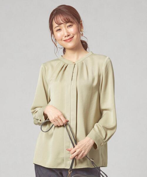 closet story(クローゼットストーリー)の「<closet story(クローゼットストーリー)>カサネネック マエタテ ブラウス(シャツ/ブラウス・レディース・ネイビー/ライム/ナチュラル・FREE)」の3枚目の写真