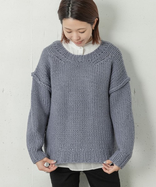 URBAN RESEARCH Sonny Label(アーバンリサーチサニーレーベル)の「ハンドニットプルオーバー(ニット/セーター・レディース・オフホワイト/ブルー系その他/ミント・FREE)」の9枚目の写真