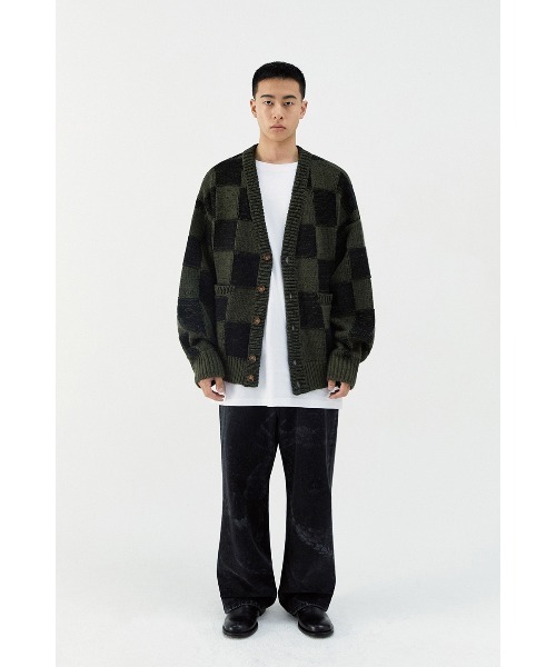 VIVASTUDIO（ビバスタジオ）の「OVERSIZED CHECK CARDIGAN（カーディガン/ボレロ・メンズ・グレー/カーキ・MEDIUM/LARGE）」の7枚目の写真