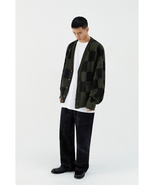 VIVASTUDIO（ビバスタジオ）の「OVERSIZED CHECK CARDIGAN（カーディガン/ボレロ・メンズ・グレー/カーキ・MEDIUM/LARGE）」の9枚目の写真