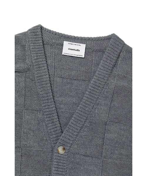 VIVASTUDIO（ビバスタジオ）の「OVERSIZED CHECK CARDIGAN（カーディガン/ボレロ・メンズ・グレー/カーキ・MEDIUM/LARGE）」の12枚目の写真