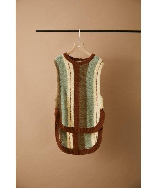 BLACK BY MOUSSY(ブラックバイマウジー)の「stripe knit vest (ストライプニットベスト)(ニット/セーター・レディース・グリーン系その他/ブルー系その他・FREE)」の2枚目の写真