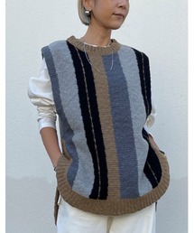 BLACK BY MOUSSY | stripe knit vest (ストライプニットベスト)(ニット/セーター)