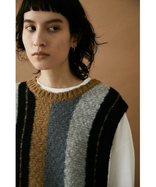 BLACK BY MOUSSY（ブラックバイマウジー）の「stripe knit vest