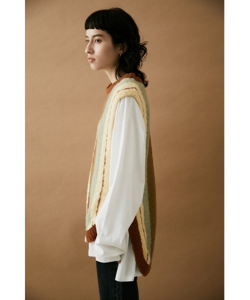 BLACK BY MOUSSY(ブラックバイマウジー)の「stripe knit vest (ストライプニットベスト)(ニット/セーター・レディース・グリーン系その他/ブルー系その他・FREE)」の6枚目の写真