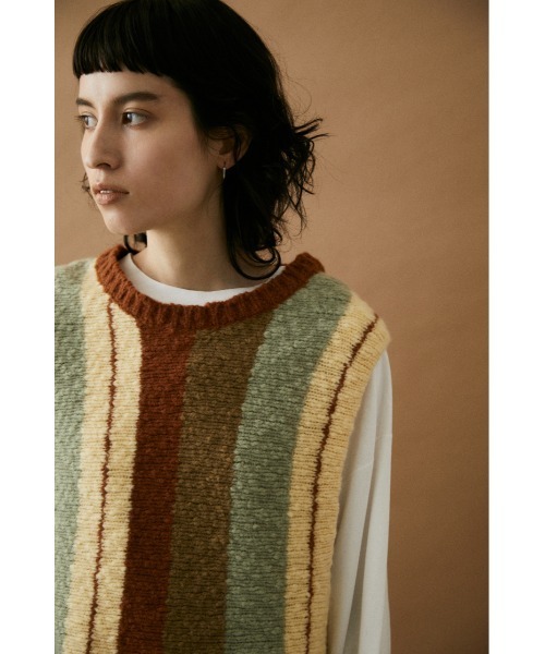 BLACK BY MOUSSY(ブラックバイマウジー)の「stripe knit vest (ストライプニットベスト)(ニット/セーター・レディース・グリーン系その他/ブルー系その他・FREE)」の8枚目の写真