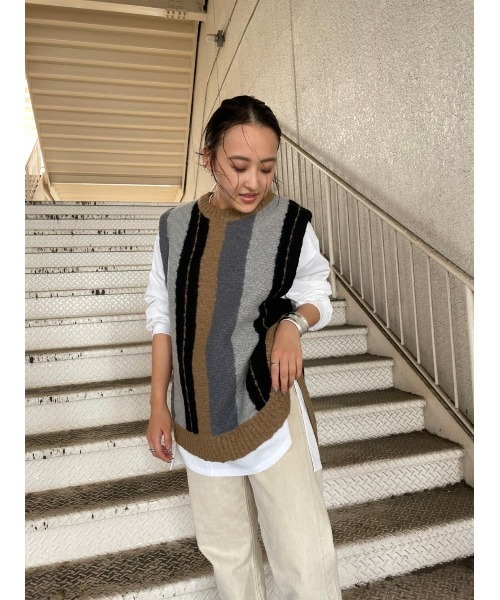 BLACK BY MOUSSY（ブラックバイマウジー）の「stripe knit vest 