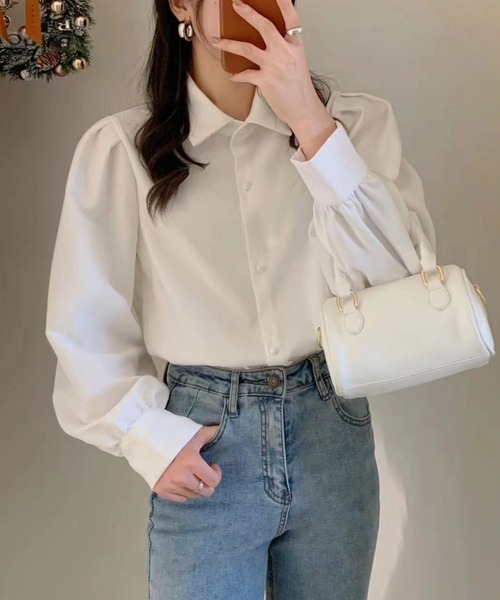 Diosfront(ディオスフロント)の「ボリュウームスリーブルーズシャツ(シャツ/ブラウス・レディース・ホワイト/ブラック/ブルー・M/L)」の2枚目の写真