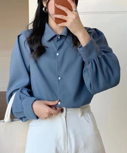 Diosfront(ディオスフロント)の「ボリュウームスリーブルーズシャツ(シャツ/ブラウス・レディース・ホワイト/ブラック/ブルー・M/L)」の3枚目の写真