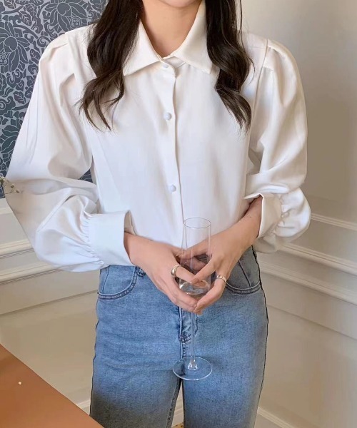 Diosfront(ディオスフロント)の「ボリュウームスリーブルーズシャツ(シャツ/ブラウス・レディース・ホワイト/ブラック/ブルー・M/L)」の6枚目の写真