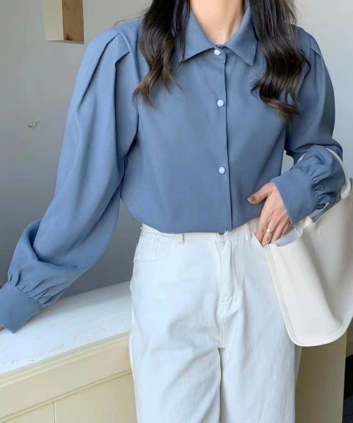 Diosfront(ディオスフロント)の「ボリュウームスリーブルーズシャツ(シャツ/ブラウス・レディース・ホワイト/ブラック/ブルー・M/L)」の11枚目の写真
