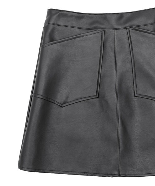 Figments（フィグメンツ）の「合皮ミニスカート（スカート・レディース・ブラック/オフホワイト・MEDIUM/SMALL）」の7枚目の写真