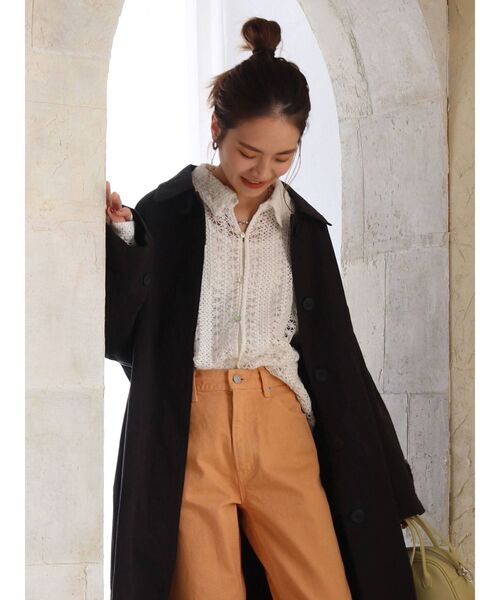 Ungrid（アングリッド）の「ステンカラーコート ( スタンドカラーロングコート )（ステンカラーコート・レディース・ベージュ/ブラック・SMALL/MEDIUM）」の5枚目の写真