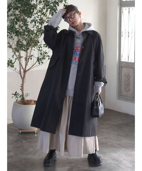 Ungrid（アングリッド）の「ステンカラーコート ( スタンドカラーロングコート )（ステンカラーコート・レディース・ベージュ/ブラック・SMALL/MEDIUM）」の8枚目の写真