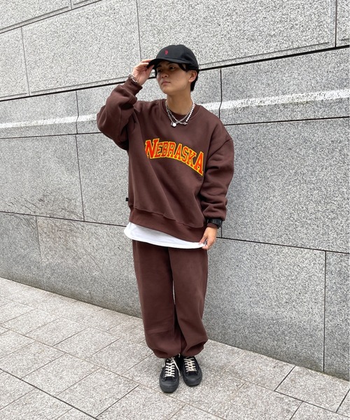 CPCM（シーピーシーエム）の「NEBRASKAロゴ刺繍裏起毛スウェットパンツ（スウェットパンツ・メンズ・パープル/ブラウン/グレー/グリーン・FREE）」の11枚目の写真