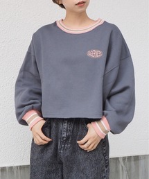 裏起毛ラインリブショートスウェット