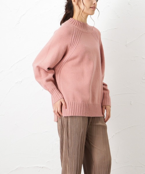NAVY(ネイビー)の「ハイネック ニット もっちりプルオーバー(ニット/セーター・レディース・ベージュ/ピンク/グリーン/アイボリー・フリー)」の11枚目の写真
