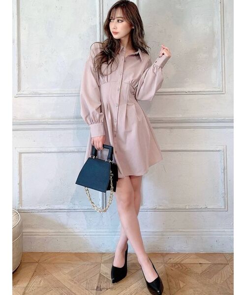 RESEXXY(リゼクシー)の「コルセットシャツワンピース(ワンピース・レディース・ホワイト/ブラック/ピンク・FREE)」の4枚目の写真