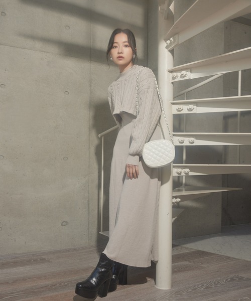 ANDGEEBEE（アンジービー）の「ニットワンピセット（ワンピース・レディース・ベージュ/ブラウン・MEDIUM）」の19枚目の写真