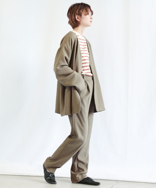 select MOCA(セレクトモカ)の「ベーシックテーパードパンツ(スラックス・レディース・ベージュ/ライトイエロー・SMALL/MEDIUM)」の4枚目の写真