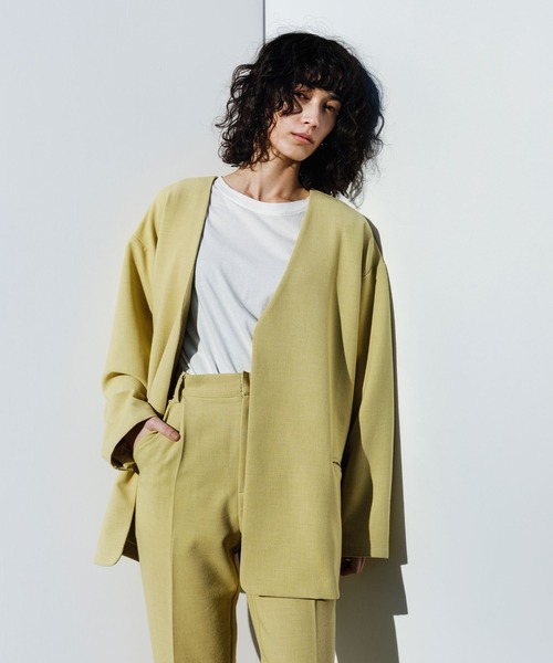 select MOCA(セレクトモカ)の「ベーシックテーパードパンツ(スラックス・レディース・ベージュ/ライトイエロー・SMALL/MEDIUM)」の5枚目の写真
