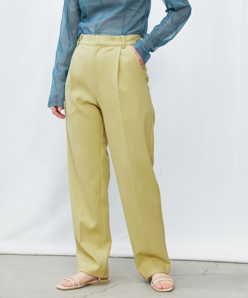 select MOCA(セレクトモカ)の「ベーシックテーパードパンツ(スラックス・レディース・ベージュ/ライトイエロー・SMALL/MEDIUM)」の9枚目の写真
