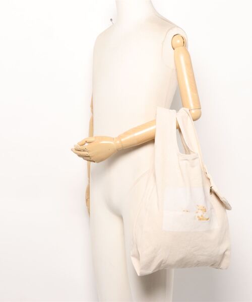 Samansa Mos2（サマンサ モスモス）の「【ねこねこ食パン】ポケッタブルエコバッグ（エコバッグ/サブバッグ・レディース・キナリ/モカ・ﾌﾘ-）」の3枚目の写真