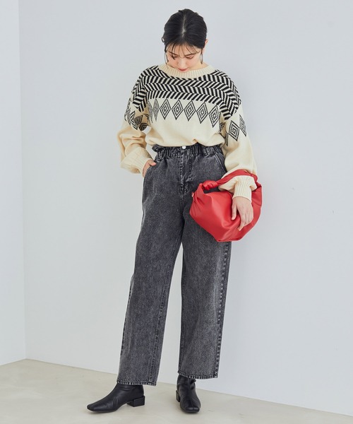 vis-`a-vis（ビサビ）の「【WEB限定】ケミカルウォッシュウエストギャザーストレートデニム（デニムパンツ・レディース・ブルー系その他6/ブラック系その他・SS/M/S/L）」の7枚目の写真