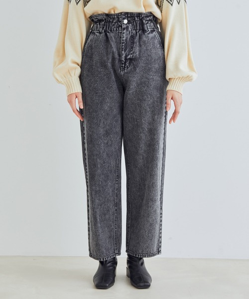 vis-`a-vis（ビサビ）の「【WEB限定】ケミカルウォッシュウエストギャザーストレートデニム（デニムパンツ・レディース・ブルー系その他6/ブラック系その他・SS/M/S/L）」の9枚目の写真