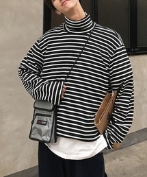 【Mimma/Mimaa】ボーダーカットタートルネックTEE