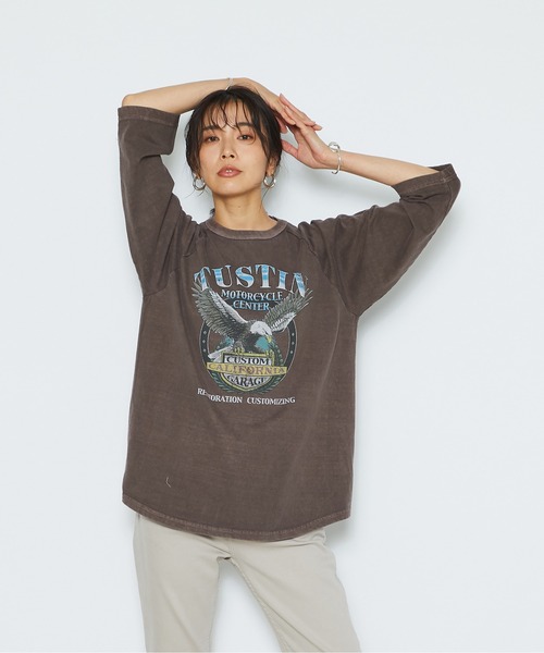 RIVE DROITE（リヴドロワ）の「GOOD ROCK SPEED/EAGLEピグメントTシャツ（Tシャツ/カットソー・レディース・ブラウン・FREE）」の3枚目の写真