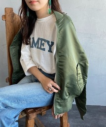 [Americana×JEANS FACTORY/アメリカーナ×ジーンズファクトリー] 別注 7分袖ラグランスリーブ カレッジロゴプリントTシャツ