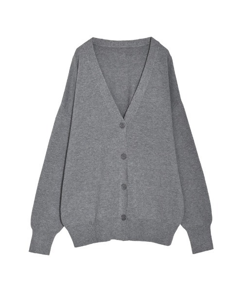 Re:EDIT（リエディ）の「Vネックオーバーサイズカラーニットカーディガン（カーディガン/ボレロ・レディース・ブラック/アイボリー/グレー/レッド/イエロー/グリーン/ホワイト/ピンク/ブルー/ベージュ/チャコールグレー/ホワイト×ブラック・MEDIUM/LARGE）」の5枚目の写真